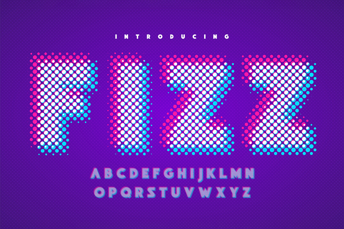 Vibrant halftone stylized letters, an Illustration by RevelStockart