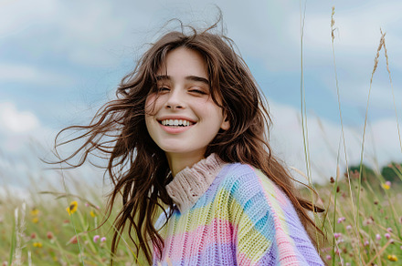 Beautiful young woman wearing fashion clothes, a Person Photo by AlyaAnd