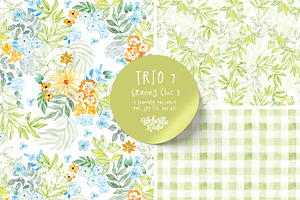 Trio 7 Granny Chic Patterns, a Pattern Graphic by Webvilla Studio
