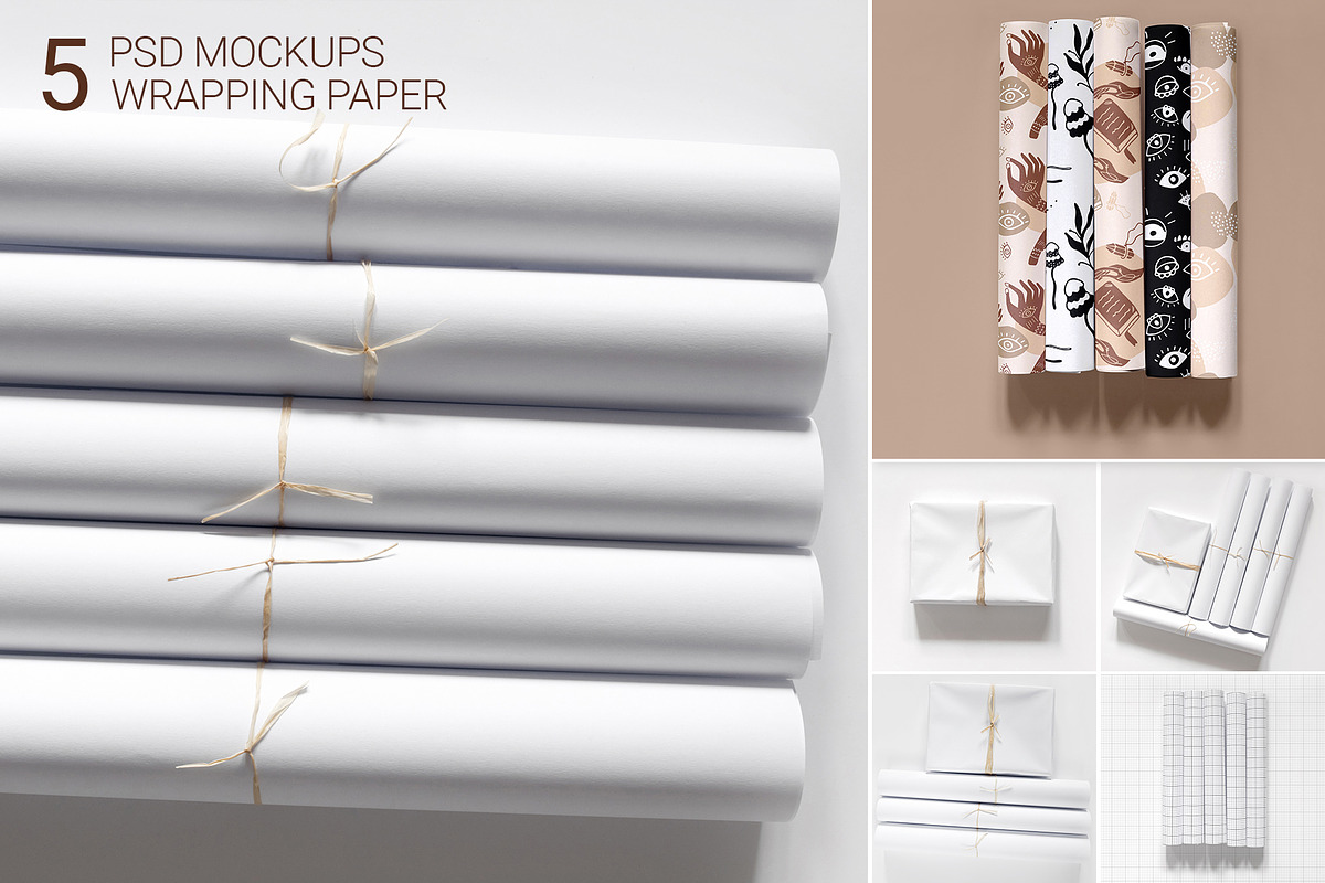 Paper Rolls Mockup |Wrapping Layered, a Mockup by bazarova (Photo 1 of 9)