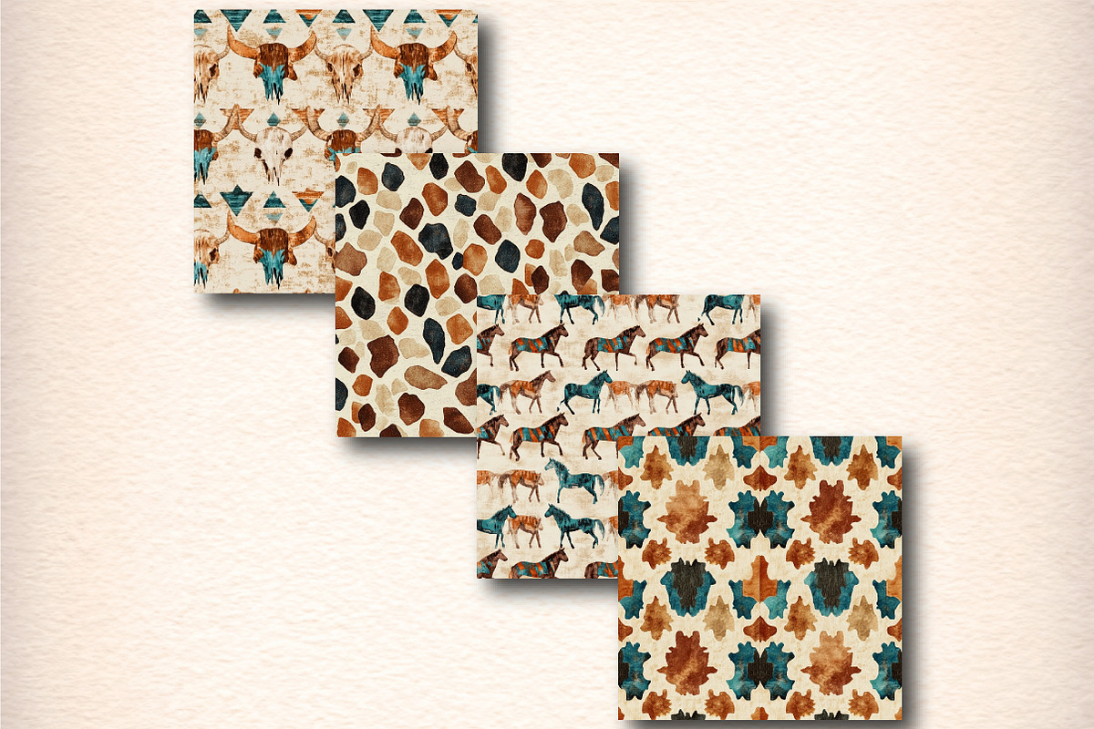 Western Watercolor Seamless Pattern, a Pattern Graphic by Digital Artistic99 (Photo 5 of 8)