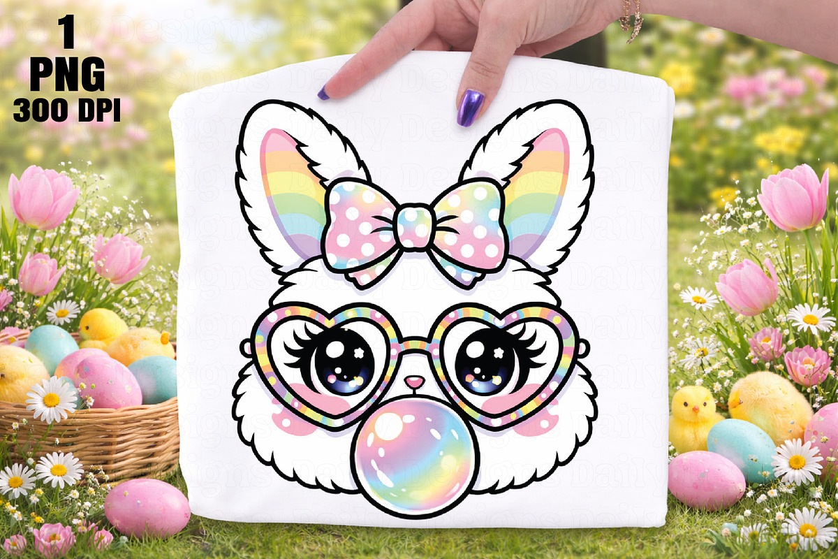 Easter Rabbit with Bubblegum PNG, an Illustration by Daily.Designs (Photo 1 of 5)