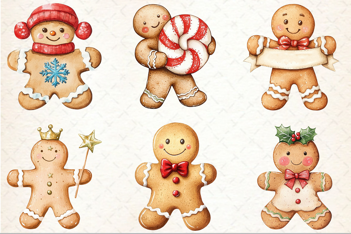 Cute Christmas Gingerbread Man Clipa, an Illustration by Rose Art (Photo 3 of 7)