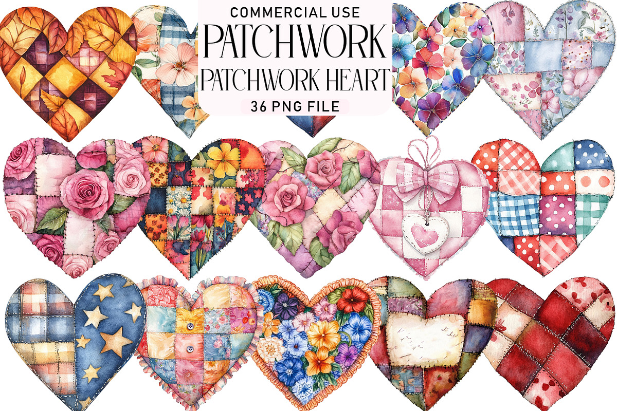 Patchwork Heart Valentine's Day Clip, an Illustration by Daily.Designs (Photo 1 of 5)