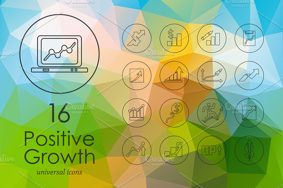 Positive Growth Line Icons