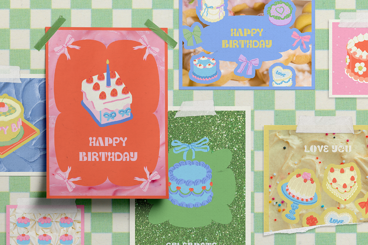Vintage cakes, bows + BONUS patterns, a Food Illustration by My.Ordinarty (Photo 2 of 11)