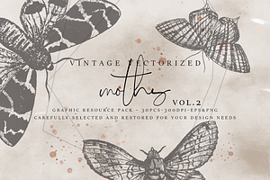 VintageVectorized-Moths2 Clipart