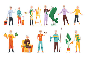 Elderly people hobby set. Healthy, a Sport Illustration by the8monkey