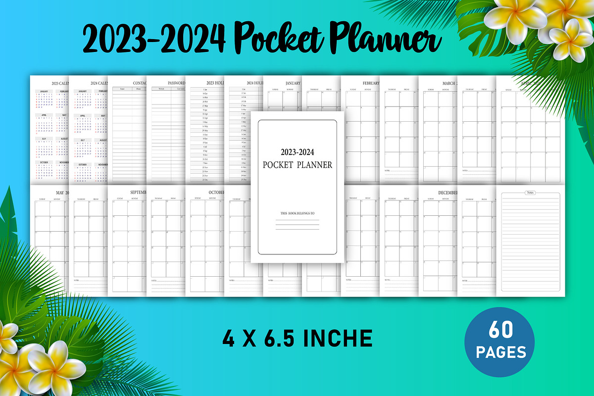 Editable 2023-2024 pocket planner, a Stationery Template by Designmela01 (Photo 1 of 3)