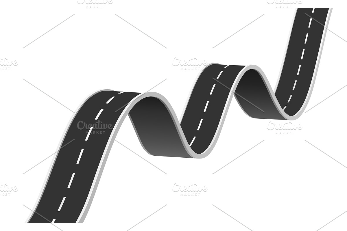 3D winding asphalt road, a Transportation Illustration by Buch&Bee