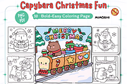 Capybara Christmas Fun Coloring, a Seasonal Illustration by Design Station (Thumbnail 1 of 4)