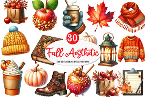 Fall Aesthetic Clipart, an Illustration by Watercolor design