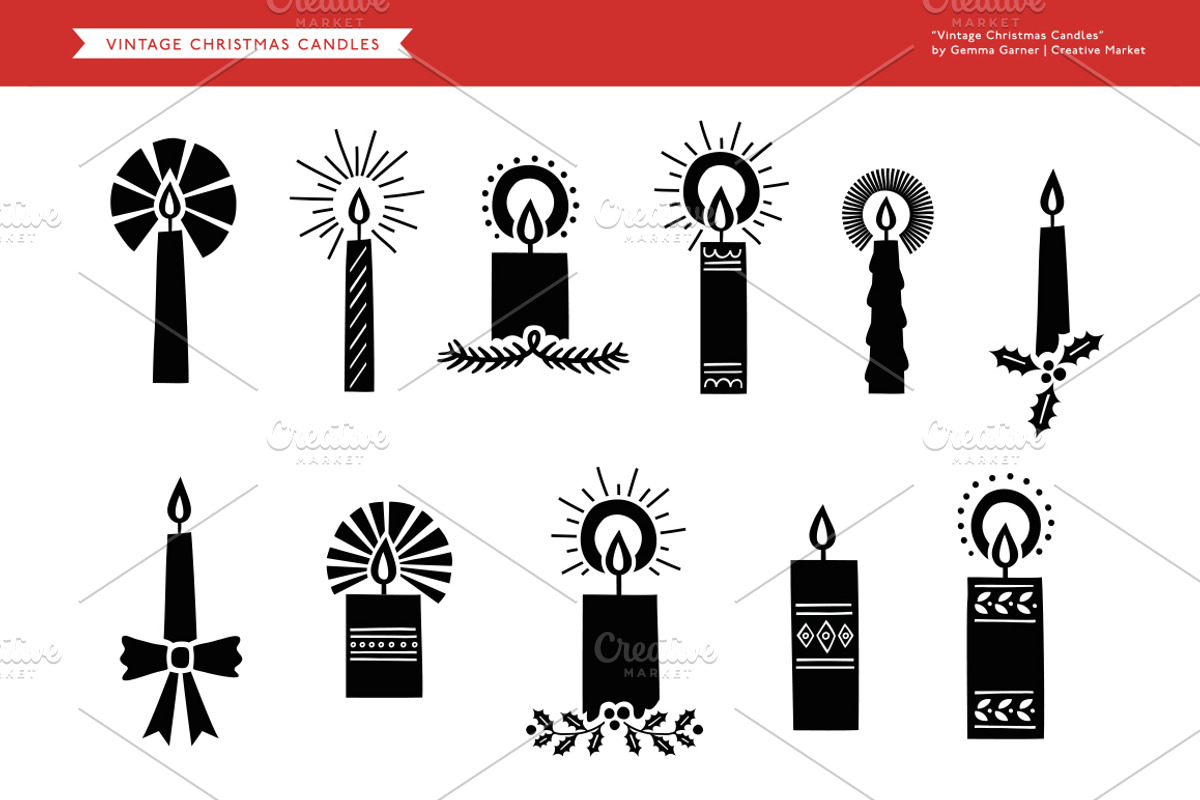 Vintage Christmas Candles, a Decorative Illustration by Little Bean (Photo 3 of 5)