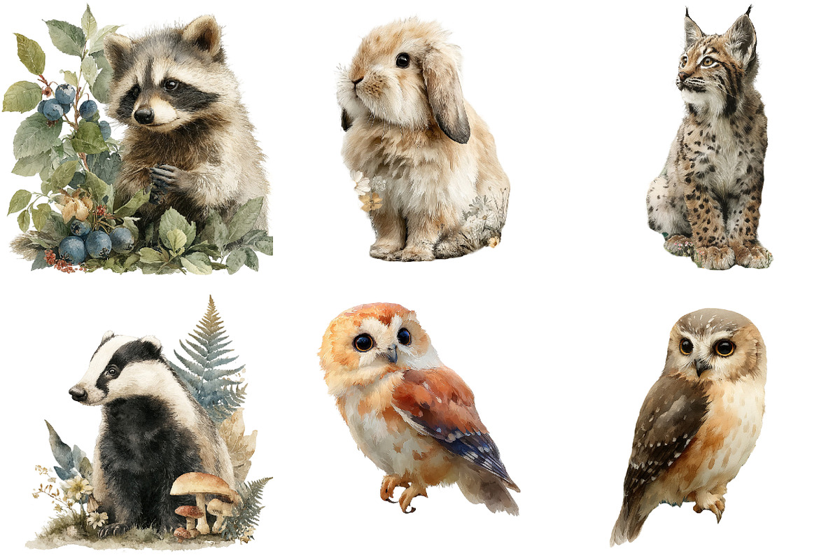Watercolor Forest Animals Clipart, an Illustration by DreamArtGraphic (Photo 2 of 4)