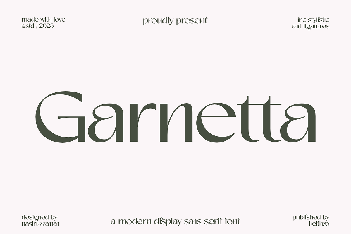 Garnetta - Stylish Sans Serif, a Sans Serif Font by Keithzo (Photo 1 of 11)