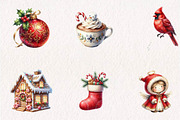 Cute Watercolor Christmas Clipart, a Seasonal Illustration by CreationArt (Thumbnail 4 of 7)