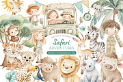 Safari Adventures watercolor clipart, an Illustration by MockupWizard (Thumbnail 1 of 7)