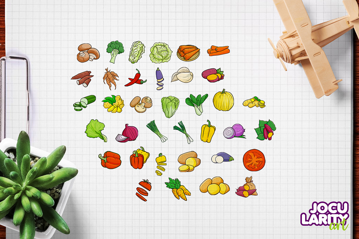 Funny Vegetables Cartoon Vector, a Food Illustration by Jocularity Art (Photo 2 of 3)