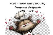Whimsical Cat Valentine Clipart Set, an Animal Illustration by one-touch (Thumbnail 10 of 19)