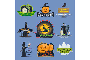 Halloween Trick Or Treat Holiday Vector Icons