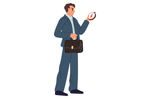 Businessman checks direction with, a Person Illustration by Vectorbuum