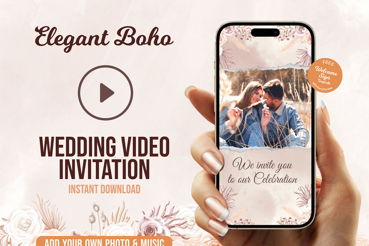 Boho Wedding Video invite Video, a Presentation Template by Aks-Designs (Photo 1 of 4)