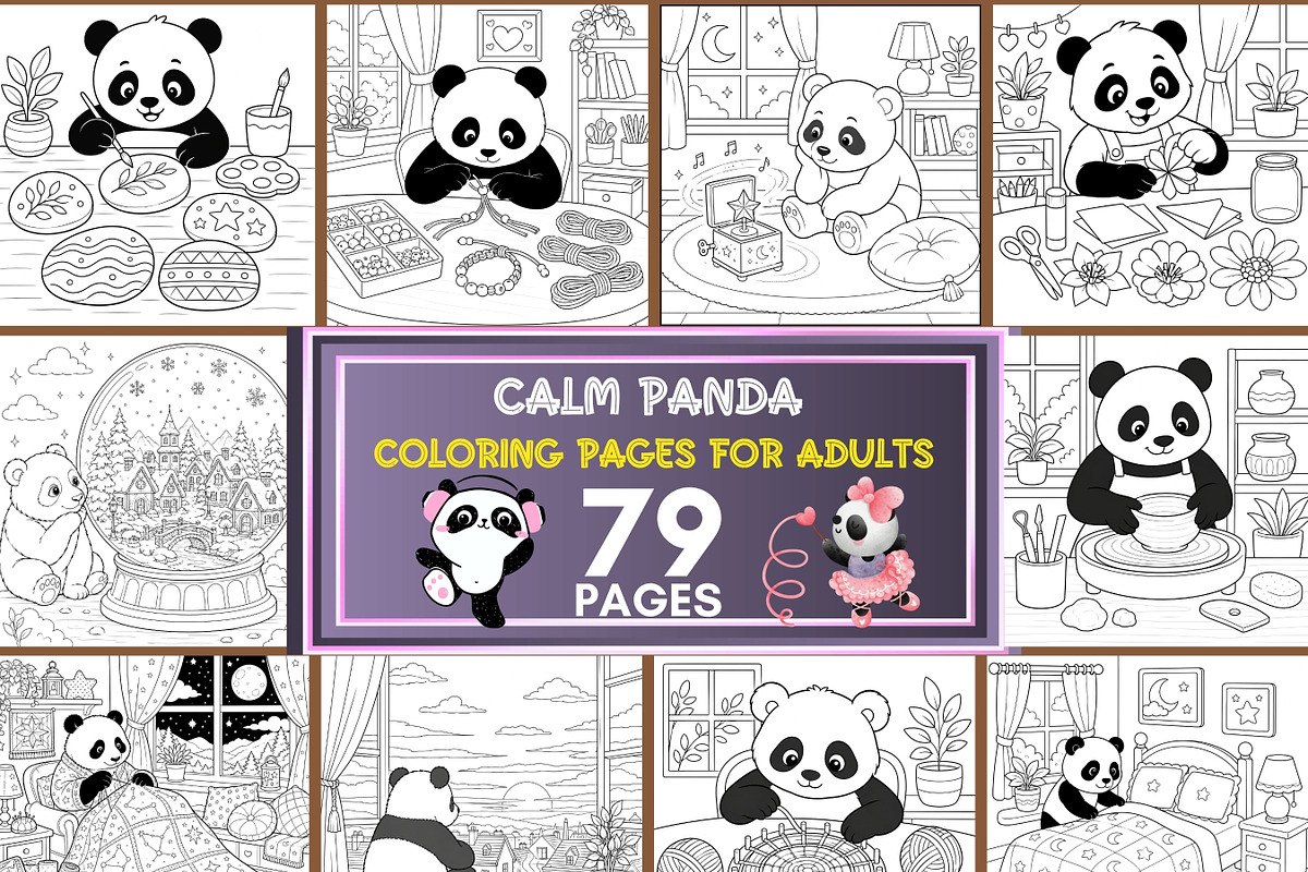79 Panda Coloring Pages Bundle, a Brochure Template by LA Design (Photo 1 of 10)