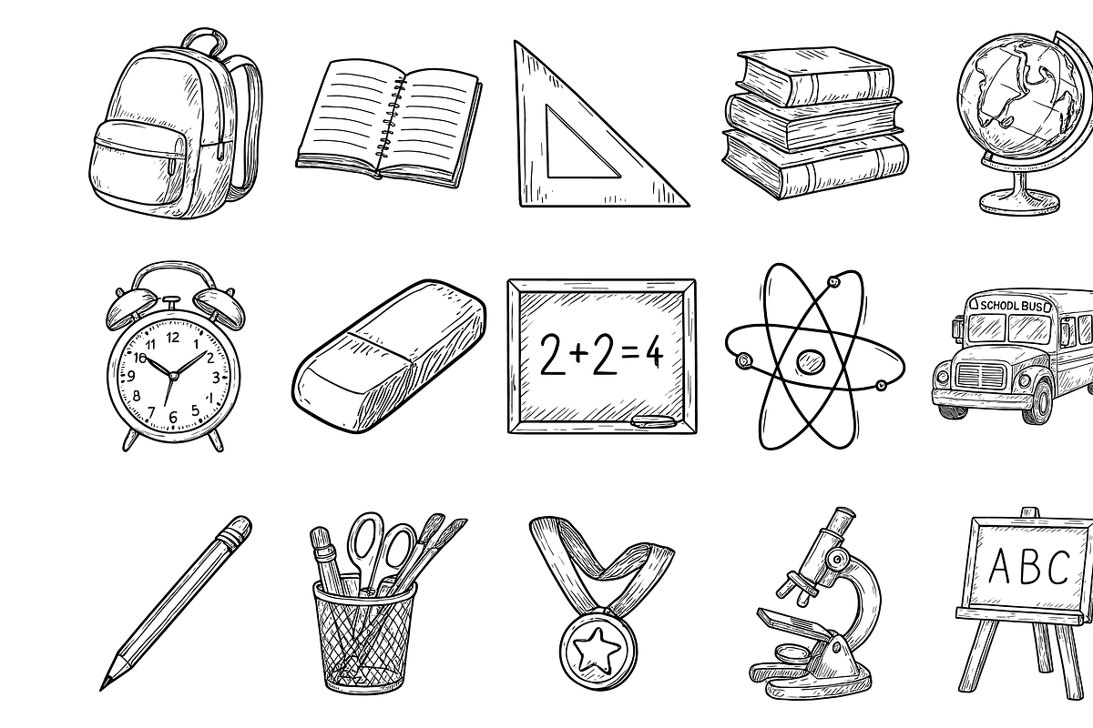 School Icon Set, an Object Graphic by nikagraphic