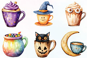 Whimsical Halloween Coffee Clipart, an Illustration by CraftArtStudio (Thumbnail 3 of 6)