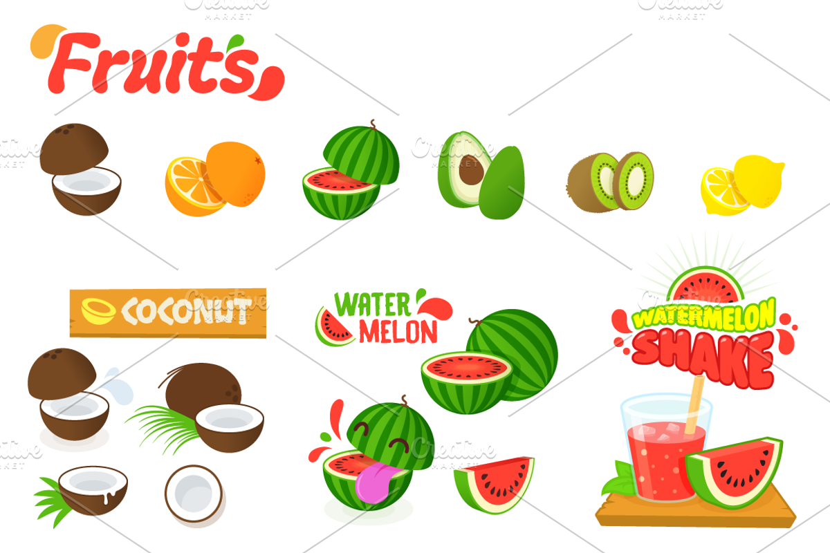 Fresh Fruits vector objects, a Food Illustration by dimpo ⚡️ ART ® (Photo 2 of 4)