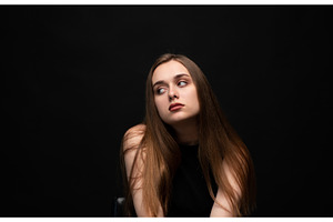 Young woman with long brown hair, a Person Photo by volodymyrshtun13795