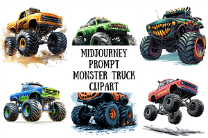 Prompt Monster Truck Clipart, a Decorative Illustration by Creative design