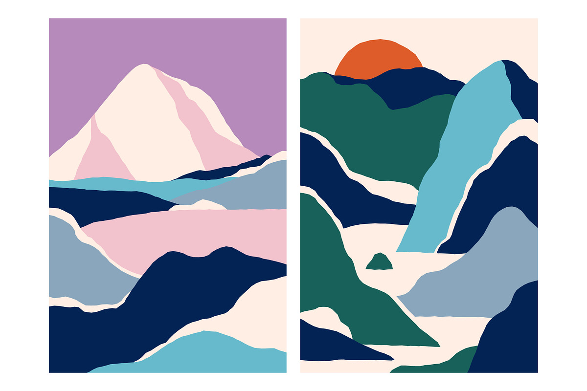 Abstract nature landscapes cards set, a Decorative Illustration by Good Studio (Photo 5 of 34)
