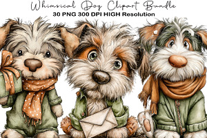Whimsical Dog Clipart Bundle, an Illustration by Black Bird Studio