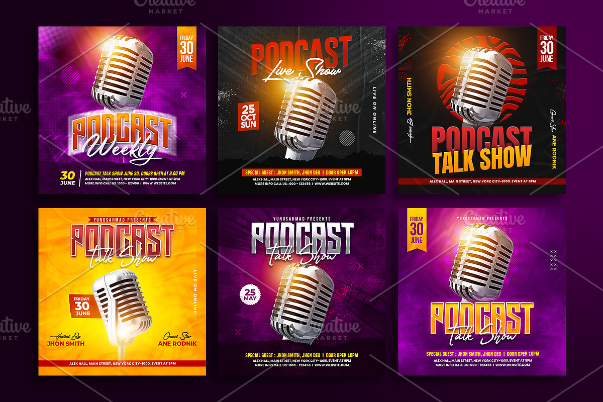 Podcast Talk Show Instagram Post, a Social Media Template by Yunus Ahmad