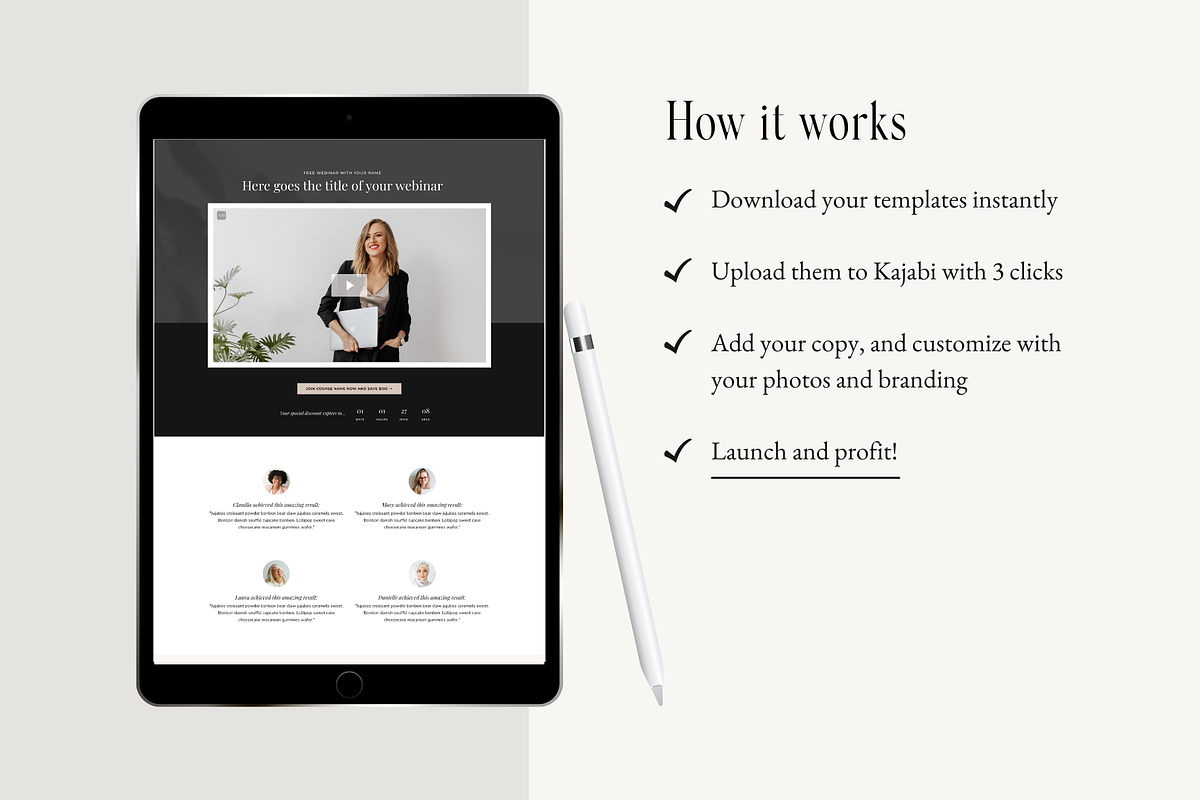 Kajabi Template Webinar Bundle, a Landing Page Template by Pixel & Flow (Photo 5 of 10)