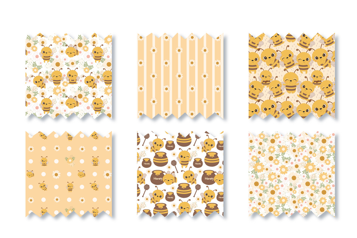 Adorable Little Bees Patterns, a Pattern Graphic by DrawStudio1988 (Photo 7 of 11)
