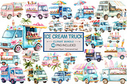 Summer Ice Cream Truck Clipart, an Illustration by Pixels.Craft (Thumbnail 1 of 8)