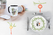 Cute pandas watercolor clipart set, an Animal Illustration by susie-p-art (Thumbnail 4 of 14)