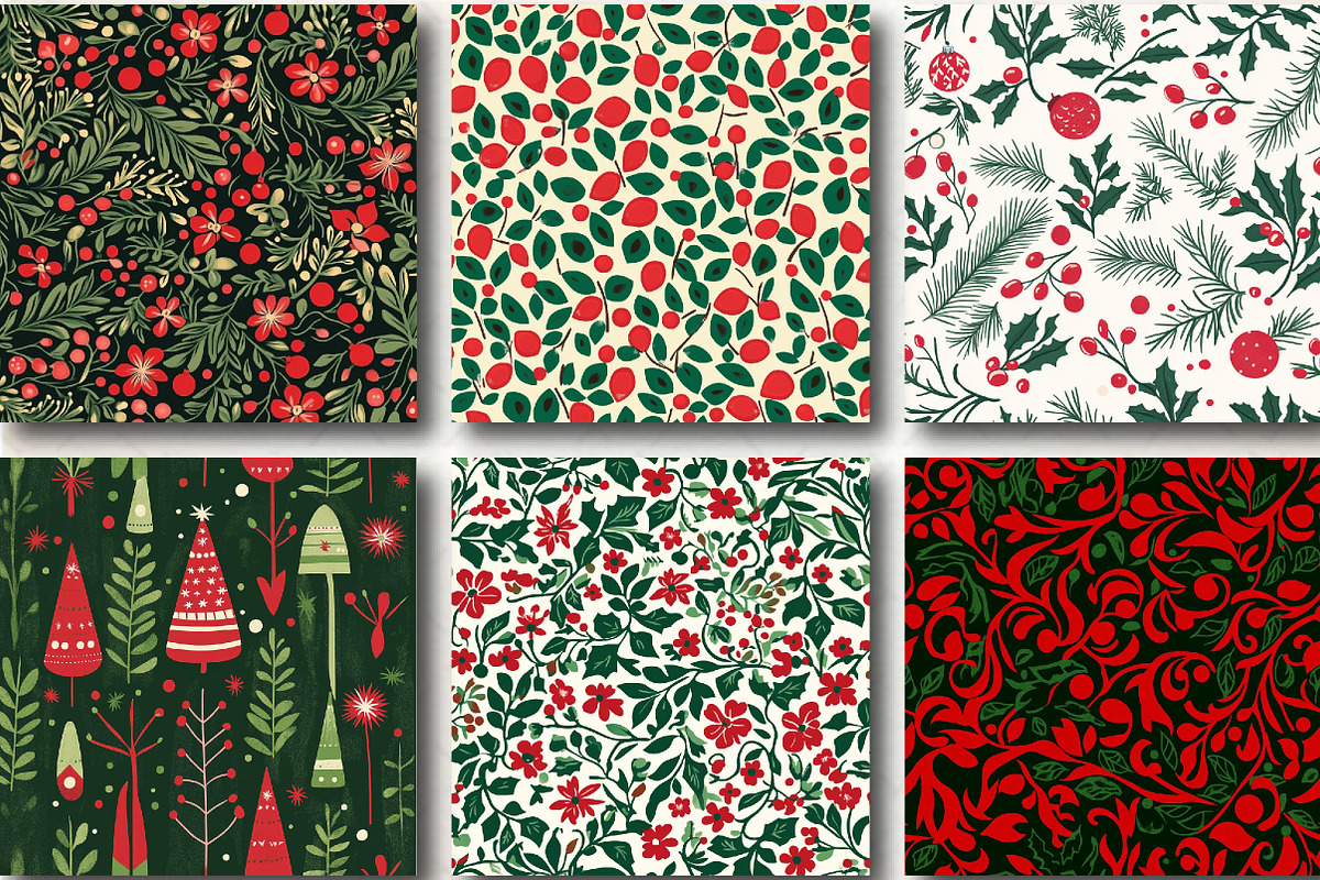 Red Green Christmas Patterns, a Pattern Graphic by DreamCafeArt (Photo 2 of 6)
