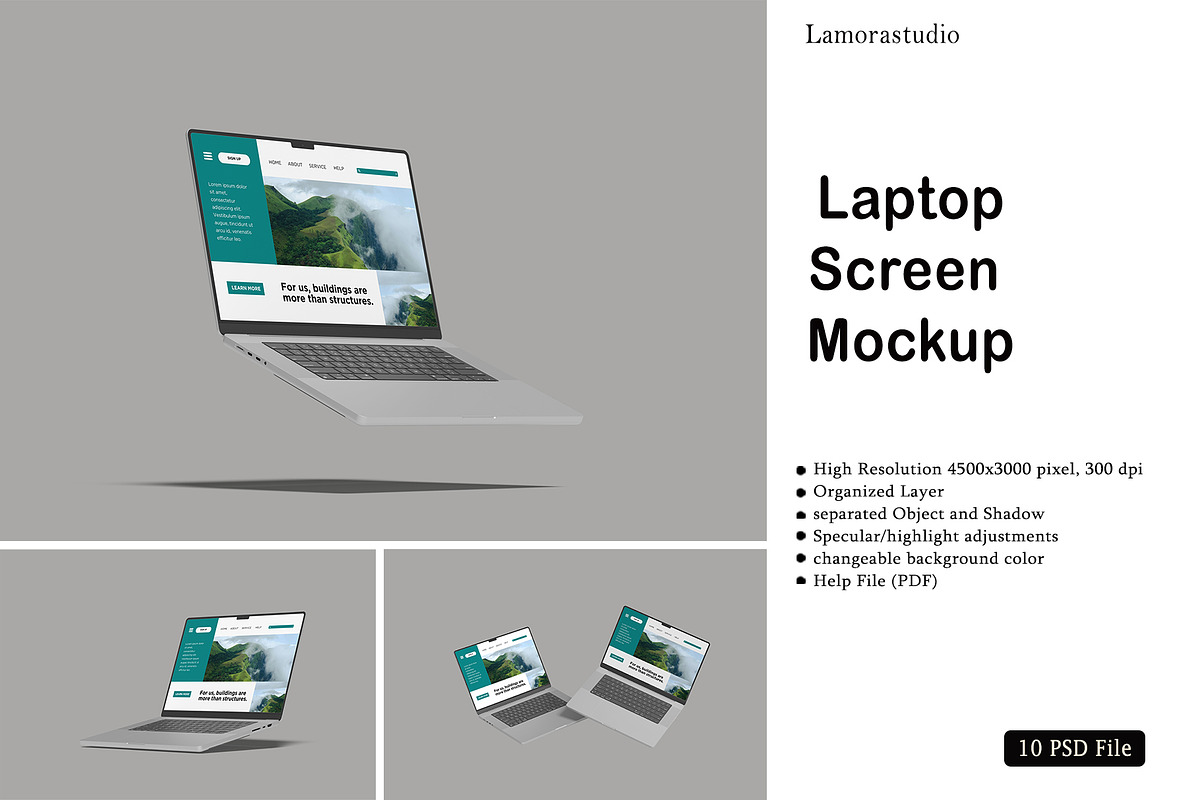 Laptop Mockup, a Device Mockup by lamorastudio (Photo 1 of 11)