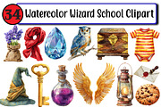 Watercolor Wizard School Clipart, an Illustration by Design Market (Thumbnail 1 of 3)