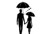50 Couple Umbrella Silhouette Bundle, an Illustration by Designs_River (Thumbnail 8 of 51)