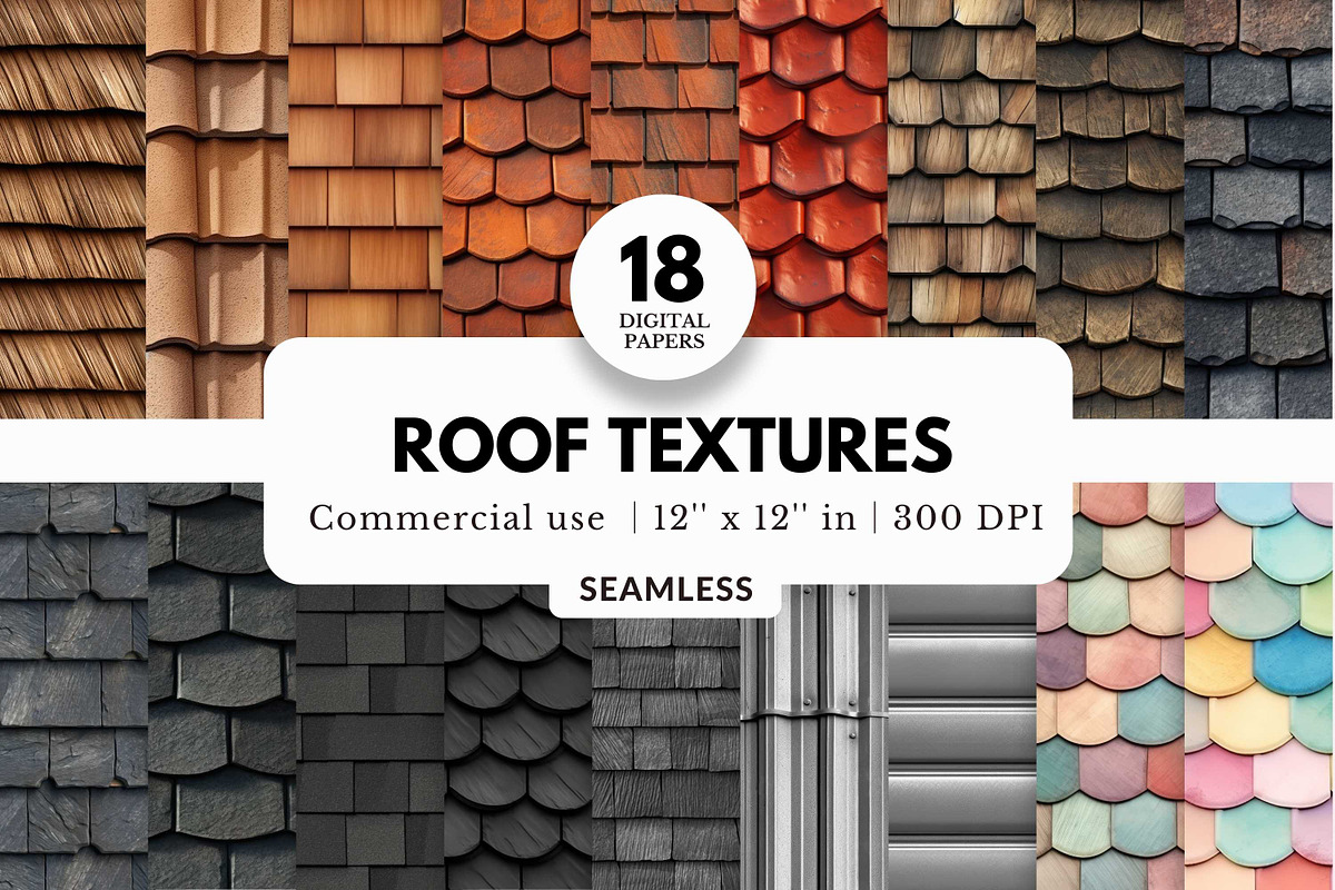 18 Roof Textures Digital Papers, a Texture Graphic by NorthWindPixels (Photo 1 of 4)