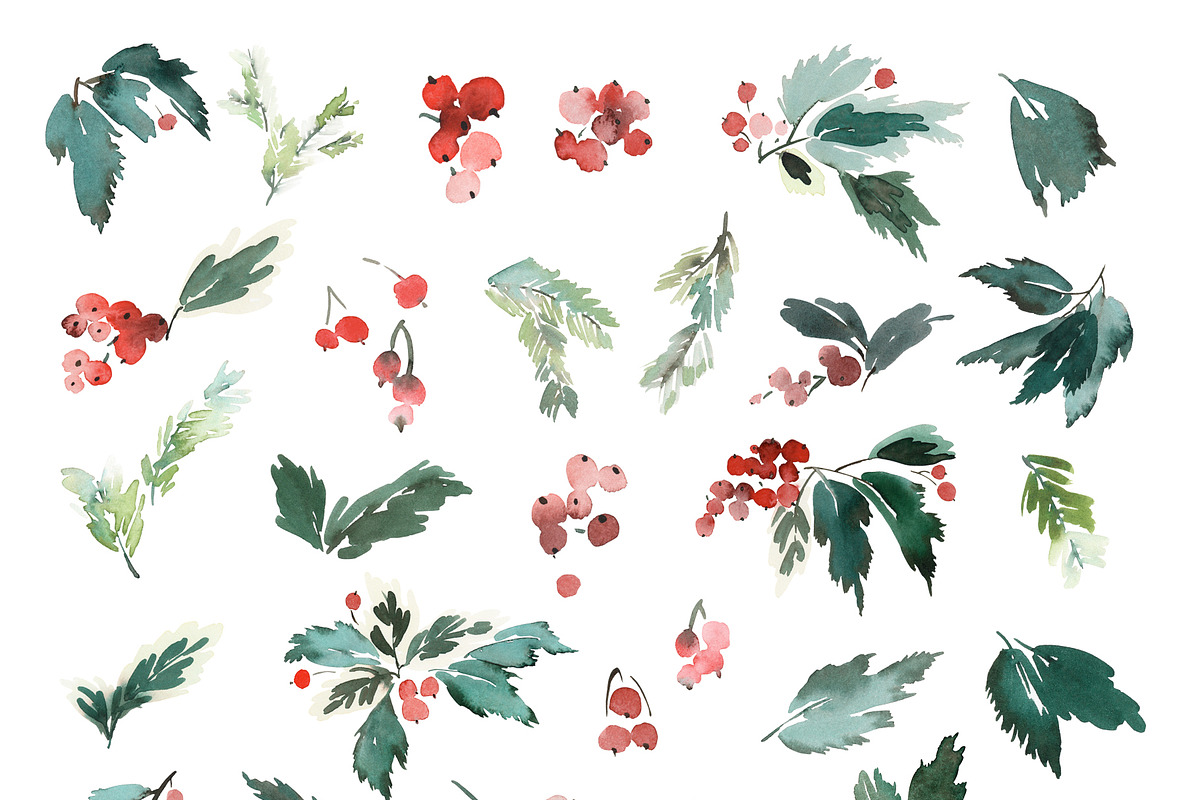 Christmas Watercolour Set | 90 PNG, a Card Template by Karma (Photo 10 of 12)