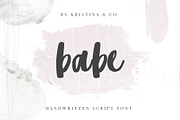 Babe Handwritten script Font, a Script Font by Kristina&Co (Thumbnail 1 of 8)