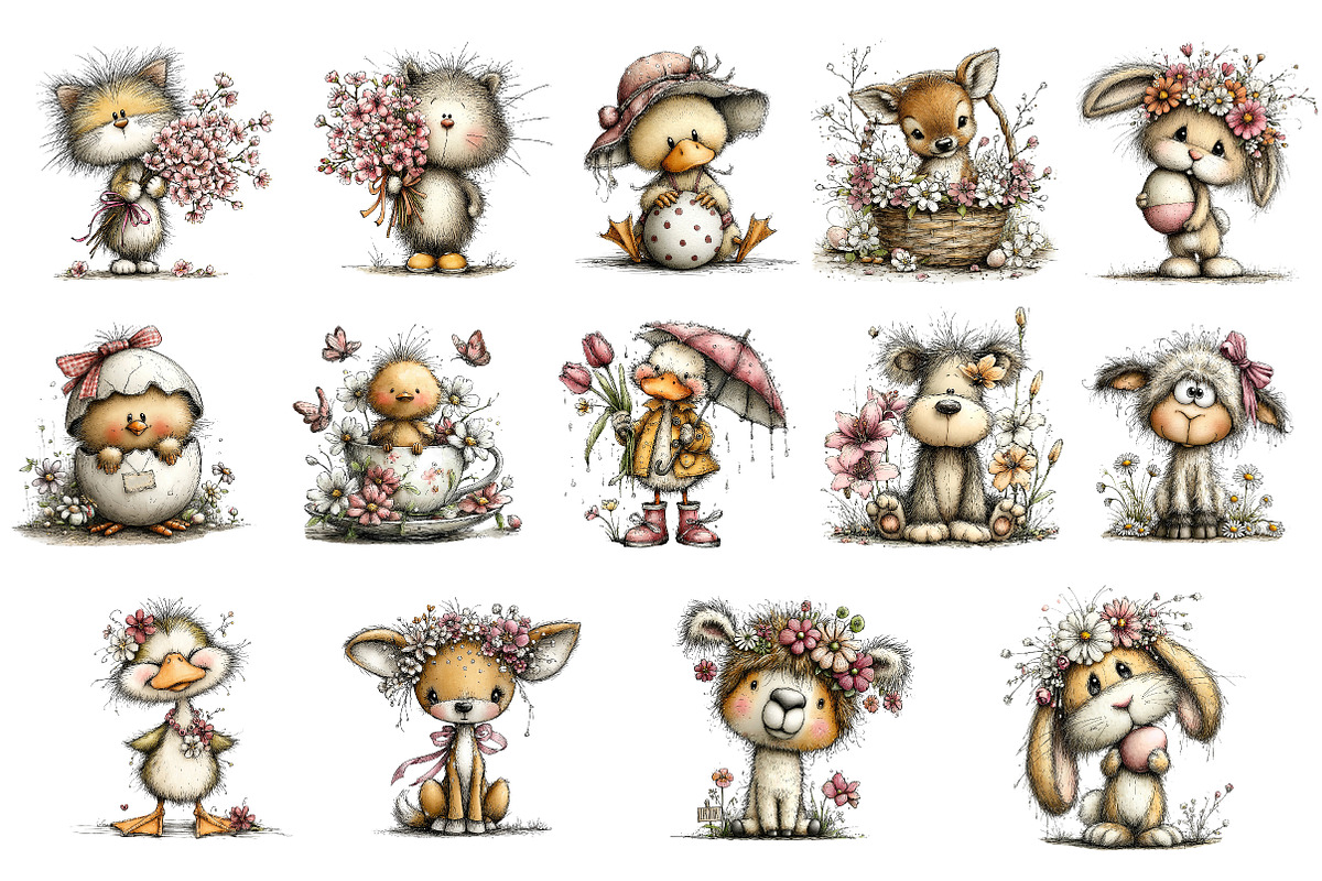 Whimsical Spring Animals Clipart, an Illustration by Dream Creation (Photo 3 of 4)