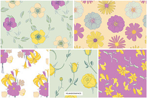 Flower Garden Seamless Patterns