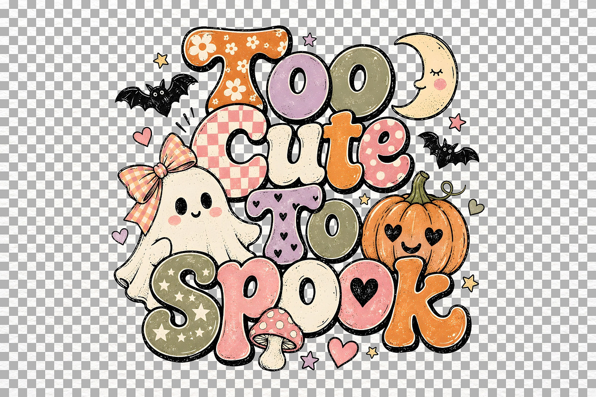 Halloween Kawaii Ghost Retro Tshirt, a Seasonal Illustration by SugarCloudStudioArt (Photo 6 of 6)