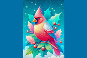 Winter Cardinal Bird Illustrations, an Animal Illustration by StockVerse Creative (Thumbnail 4 of 4)